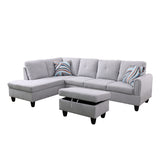 Gray Flannel 3-Piece Living Room Furniture Sectional Sofa Set