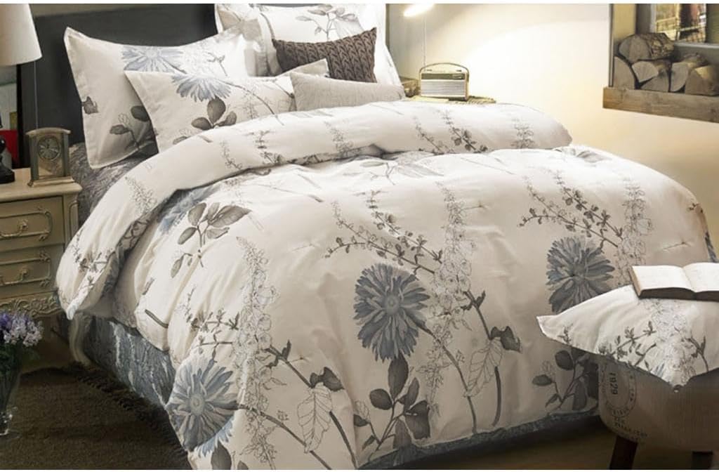 Floral Comforter Set - 100% Cotton Vintage Botanical Bedding