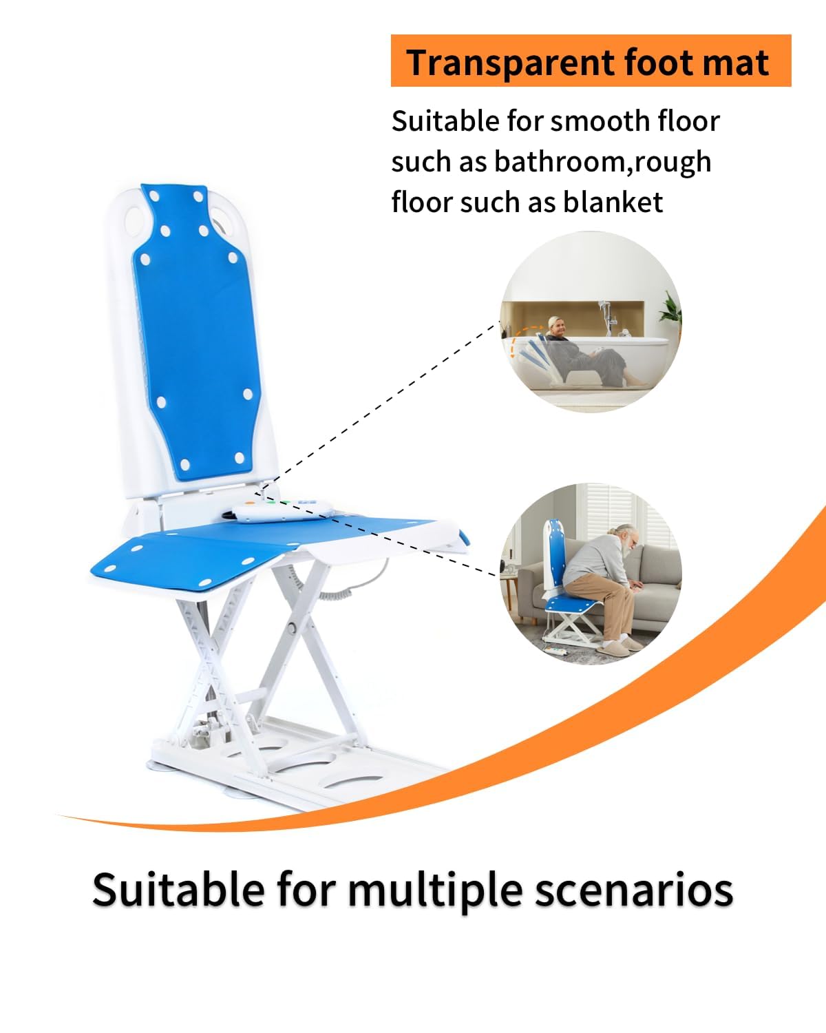 Electric Chair Lift for Elderly – Waterproof, Foldable Floor Lift with Rechargeable Battery