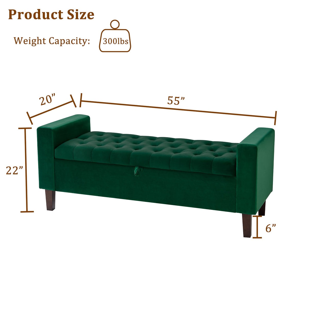 Upholstered Storage Ottoman, Button-Tufted Entryway Bench with Solid Wood Legs,