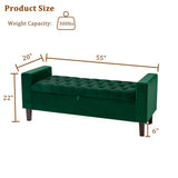 Upholstered Storage Ottoman, Button-Tufted Entryway Bench with Solid Wood Legs,