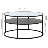 Ada 32" Wide Round Coffee Table in Blackened Bronze