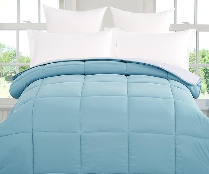 Down Alternative Comforter (Calm Blue / Grey, Queen) - All Season Comforter - by Natural