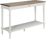 French Country Console Table with Drawer and Shelf, Driftwood/White