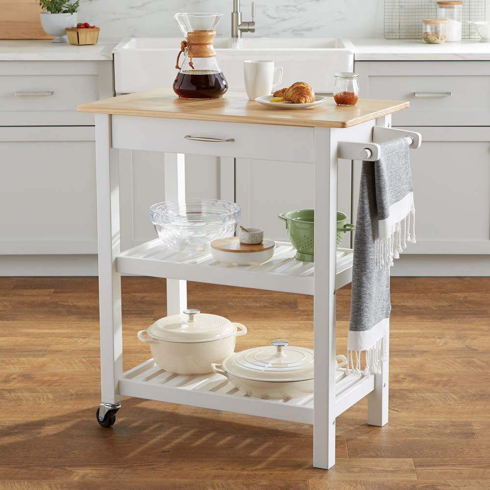 2 shelves Kitchen Island Cart with Storage