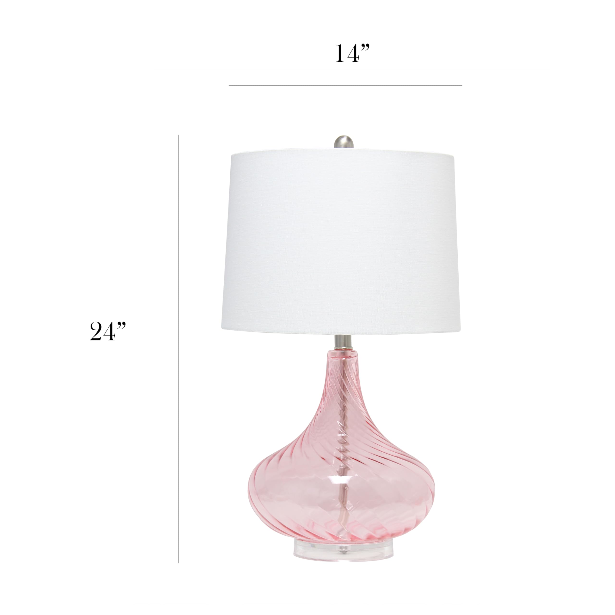 24" Modern Refined Rippled Colored Glass Table Lamp with White Linen Tapered Drum