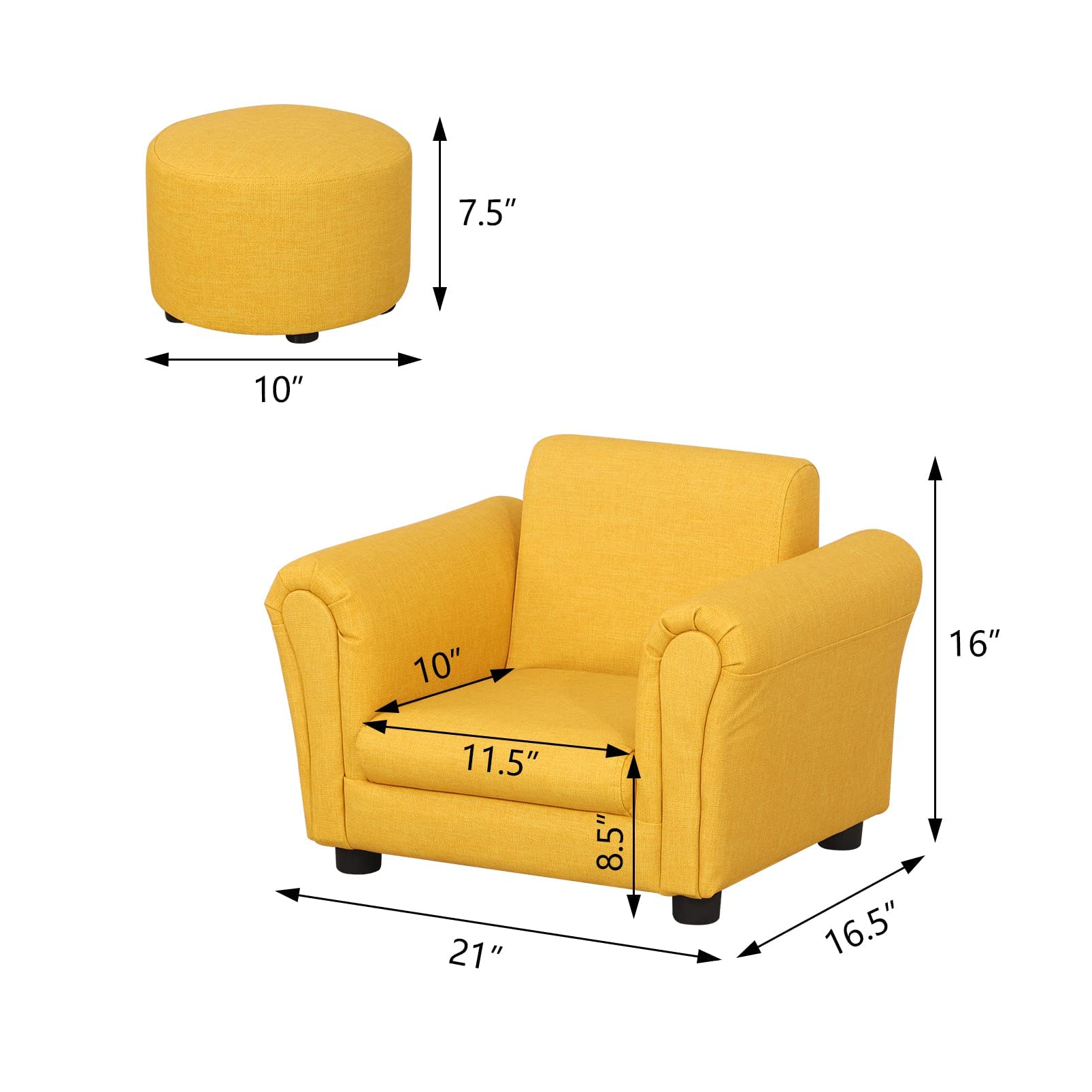 Kids Sofa Chair with Ottoman/PVC Leather Toddler Couch