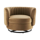 Modway Embrace Swivel Chair, Black Cognac