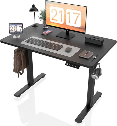 Electric Standing Desk Height Adjustable - 48 x 24 Inches Sit Stand up Desk & Memory Preset Ergonomic Rising Desks for Work, Home Office Workstation Gaming Rising Desk Study Table