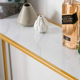 Gold Console Table,Narrow Entryway Table with Marble Top and Accent Metal Frame,