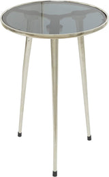 Aluminum Accent Table with Shaded Glass Top, 15" x 15" x 22", Gold