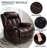 Infinite Position Power Lift Chair Lay Flat Recliner Dual Motor Sleeper Chair with Massage