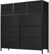 Dresser for Bedroom, Storage Tower with 9, Chest of Drawers with Fabric Bins Sturdy