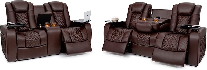 Aeris Leather Gel Home Theater Furniture, Living Room, Power Headrest