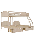 Twin Bunk Bed with Storage Drawers Velvet Upholstered 3 Beds Bunk Bed for Adults Kids Teens Boys Girls, Beige