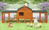 47"L Rabbit Hutch Indoor Wooden 2 Story Rabbit Large Bunny Hutch Outdoor Bunny Cage