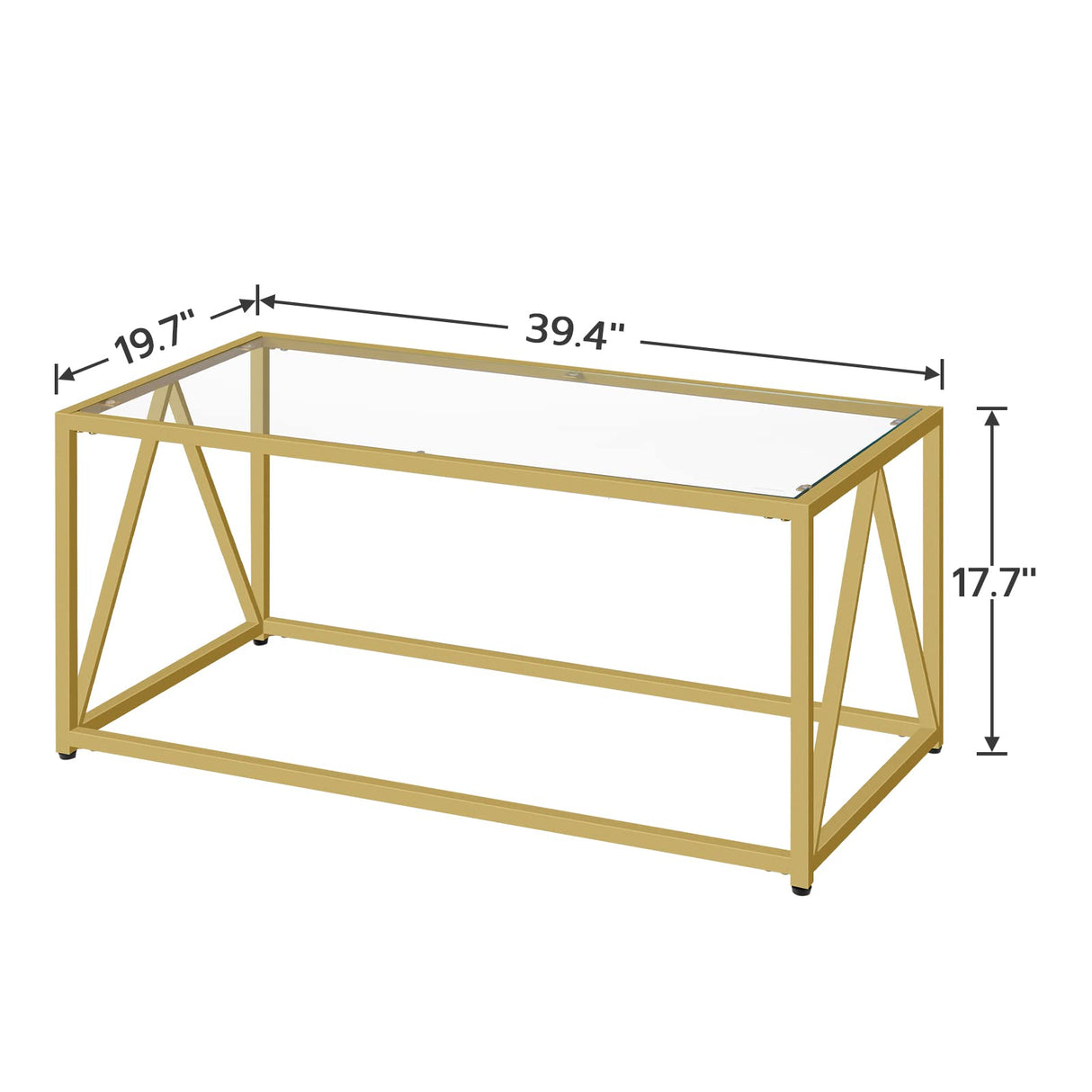 Glass Coffee Table, Gold Coffee Tables for Living Room, Gold Glass Coffee Table