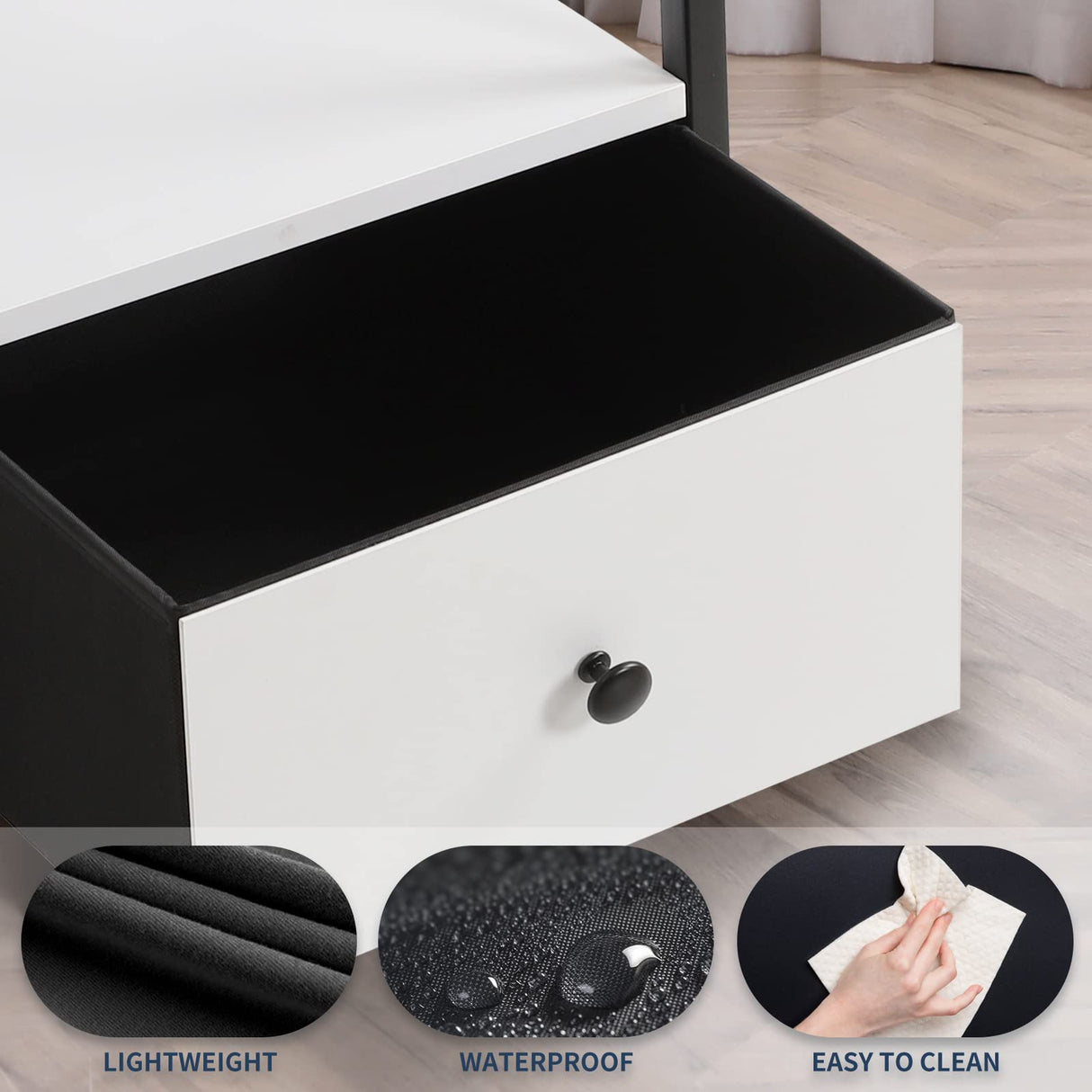 Nightstands Set of 2, 16" x 16" x 23" Bed Side Table with Charging Station