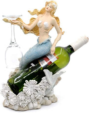 Under The Sea Collection 13" Mermaid Wine Rack Bottle Holder, Polyresin