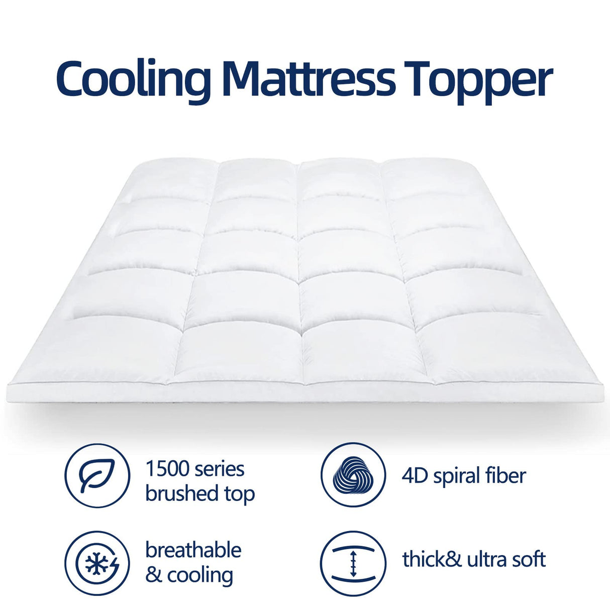 Cooling Mattress Topper Twin XL for Back Pain, Extra Thick Mattress Pad Cover,