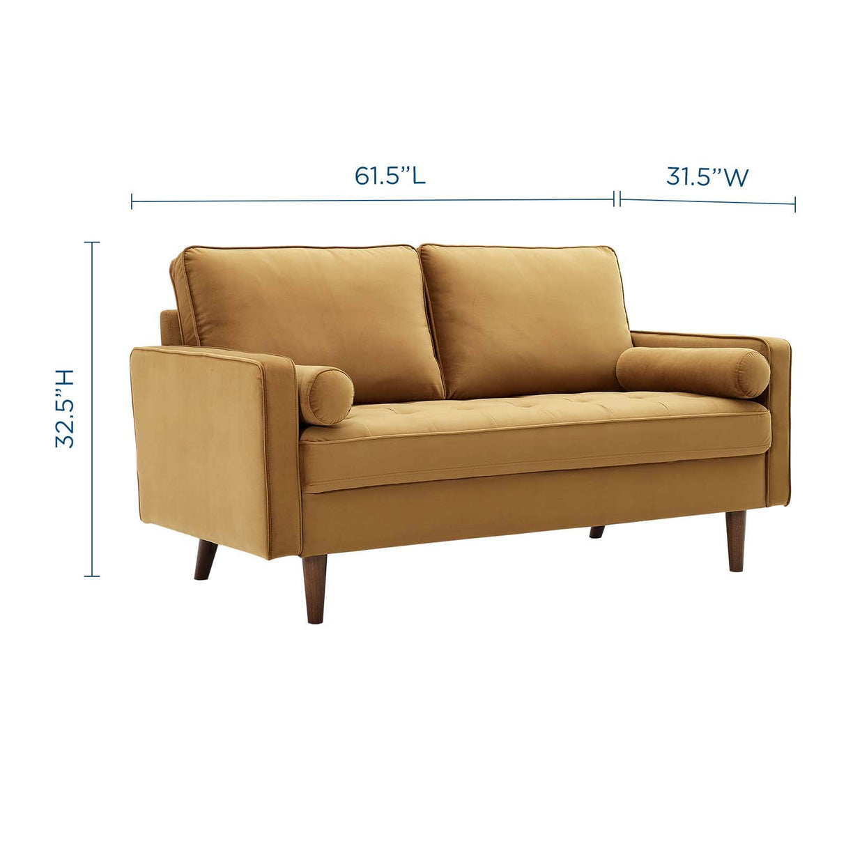 Valour Performance Velvet Loveseat, Cognac Valour Performance Velvet