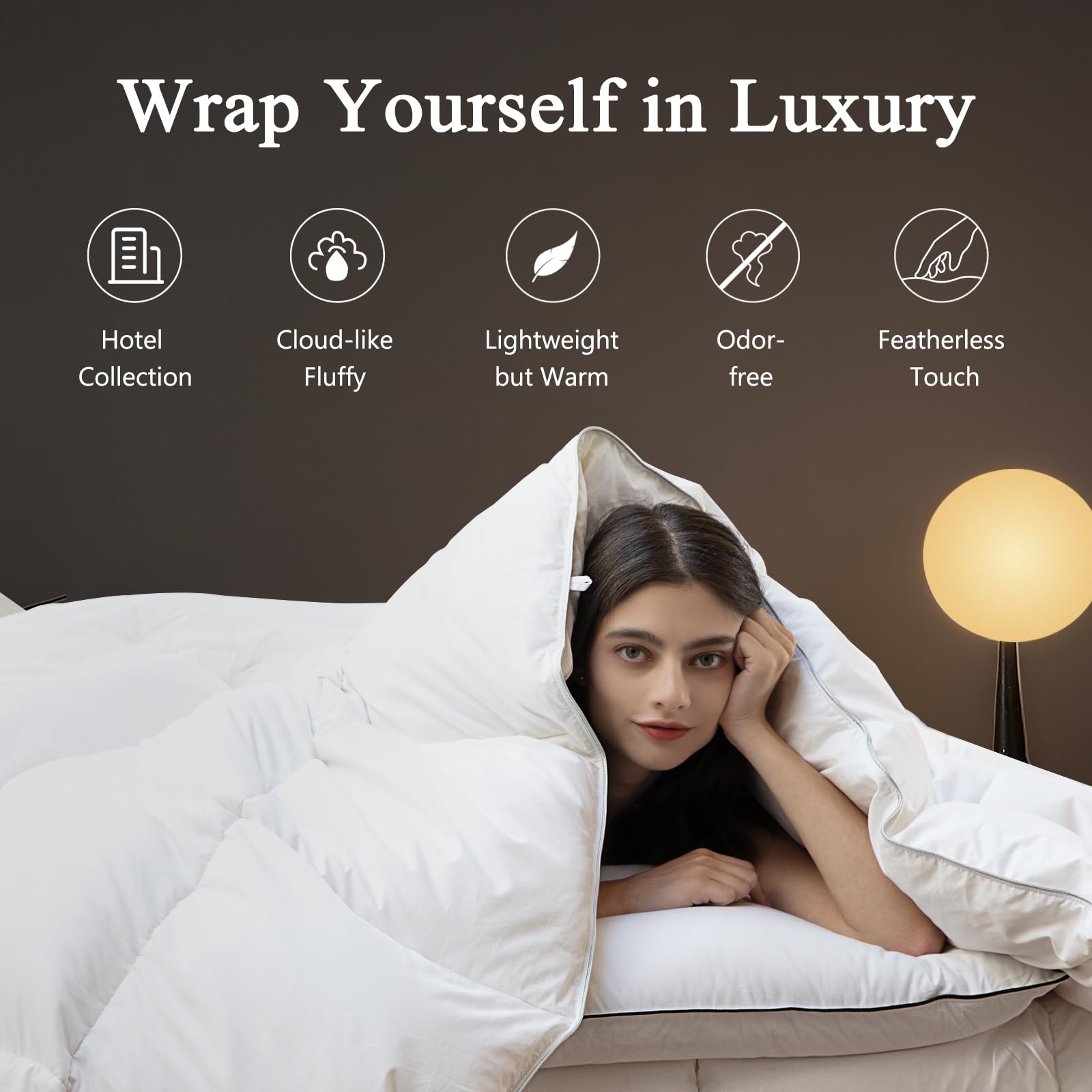 DWR Superior Luxury Feather Down Comforter King Size, Ultra-Soft Cotton-Blend Fabric, 900 FP All Season Medium Warmth Bed Duvet Insert(106"x90", White)