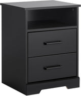 Fremont 2 Drawer Nightstand: Elegant Bedroom Furniture, Bedside Table with Open Shelf