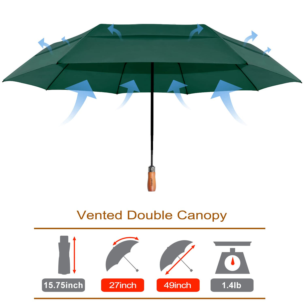 Large Compact Golf Umbrella - 54inch Oversized Auto Open Close Folding Golf Umbrella