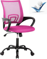 Ergonomic Office Chair,Mid Back Home Office Chair Mesh Office Chair with Lumbar Support Adjustable Computer Chair Task Rolling Swivel Chair Pink Desk Chair with Arms for Working,Meeting