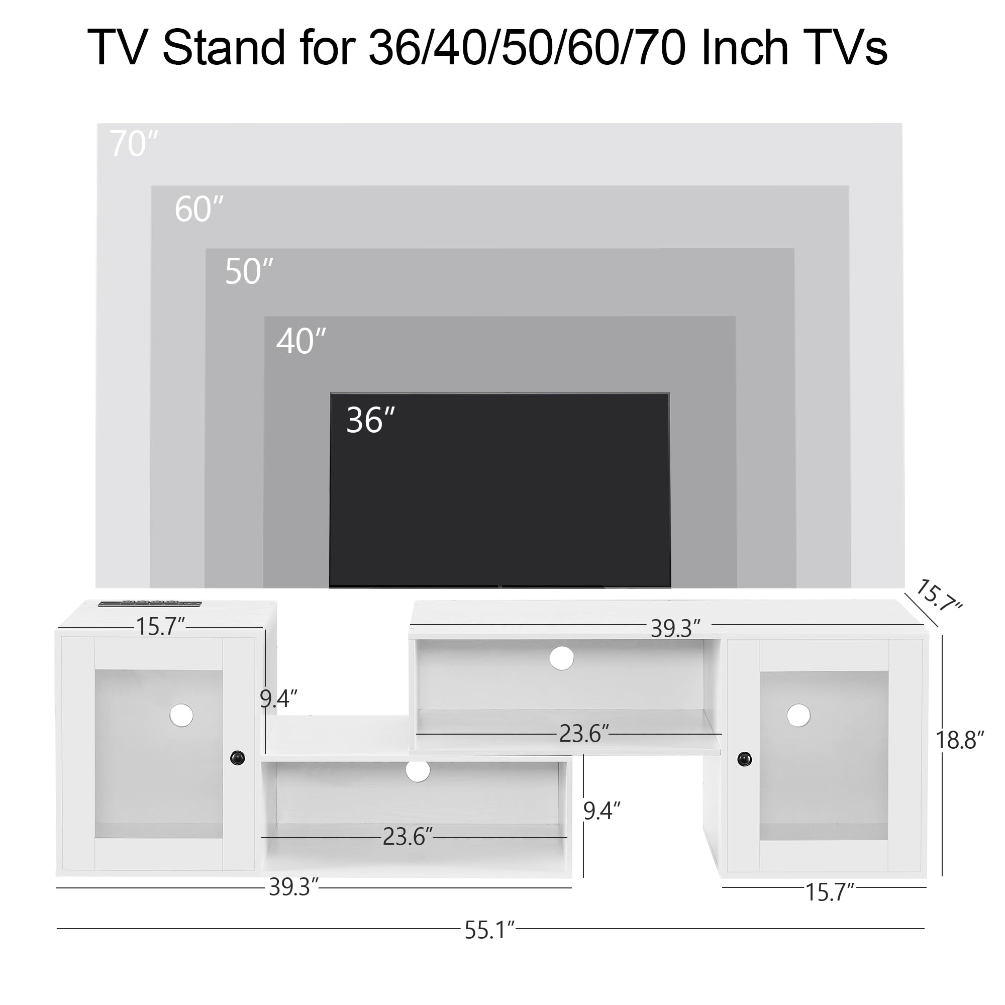 LED TV Stand for Televisions up to 70 Inchs Modern Entertainment Center
