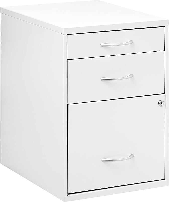 Home Furnishings HPB Heavy Duty 3-Drawer Metal File Cabinet for Standard Files and Office Supplies