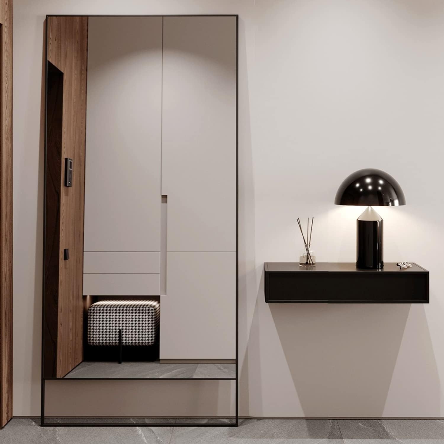 Full Length Floor Mirror 65"x24" - Large Black Rectangle Standing Mirror