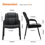 Leather Guest Chair Set of 2 with Padded Arms, Comfy Waiting Room Chairs