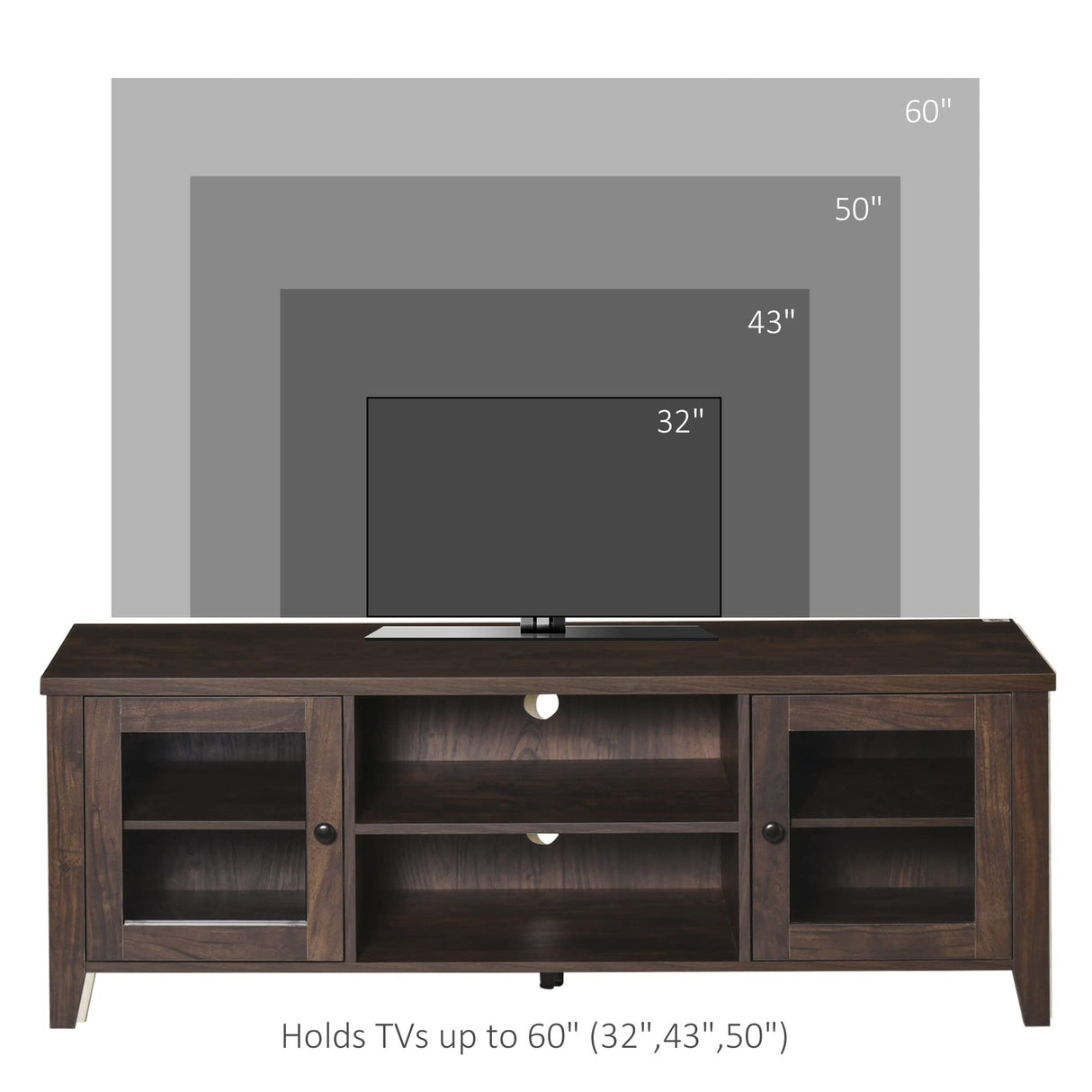 Modern TV Stand, Entertainment Center with Shelves and Cabinets for Flatscreen TVs