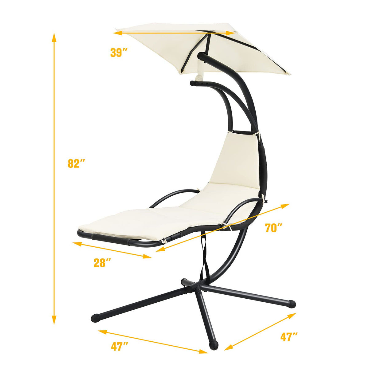 Outdoor Hanging Chaise Lounge Chair, Patio Hammock Chair with Removable Canopy