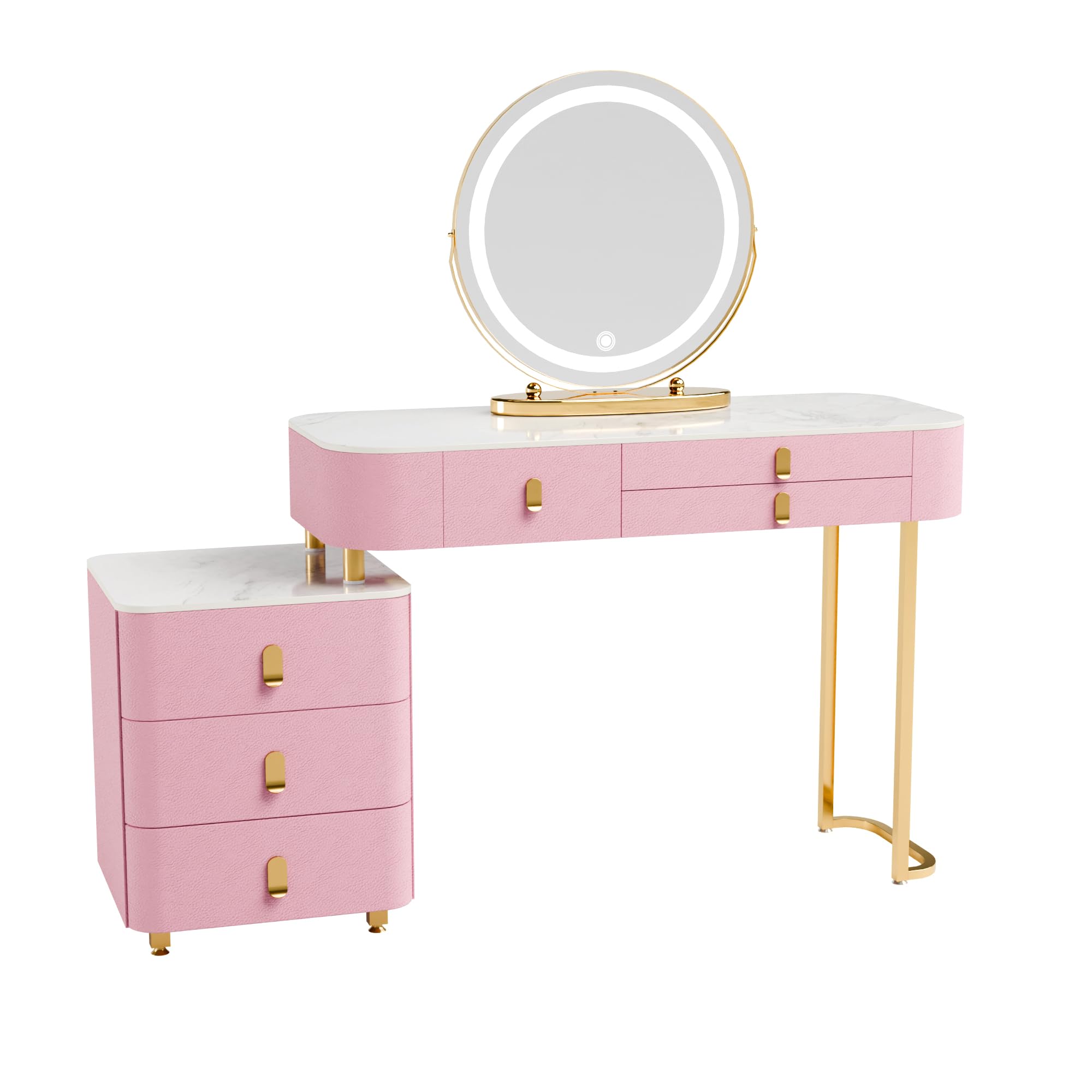 Vanity Desk with Mirror and Lights,Makeup Dressing Table with Storage Cabinet