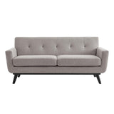 Engage Herringbone Fabric Loveseat, Light Gray