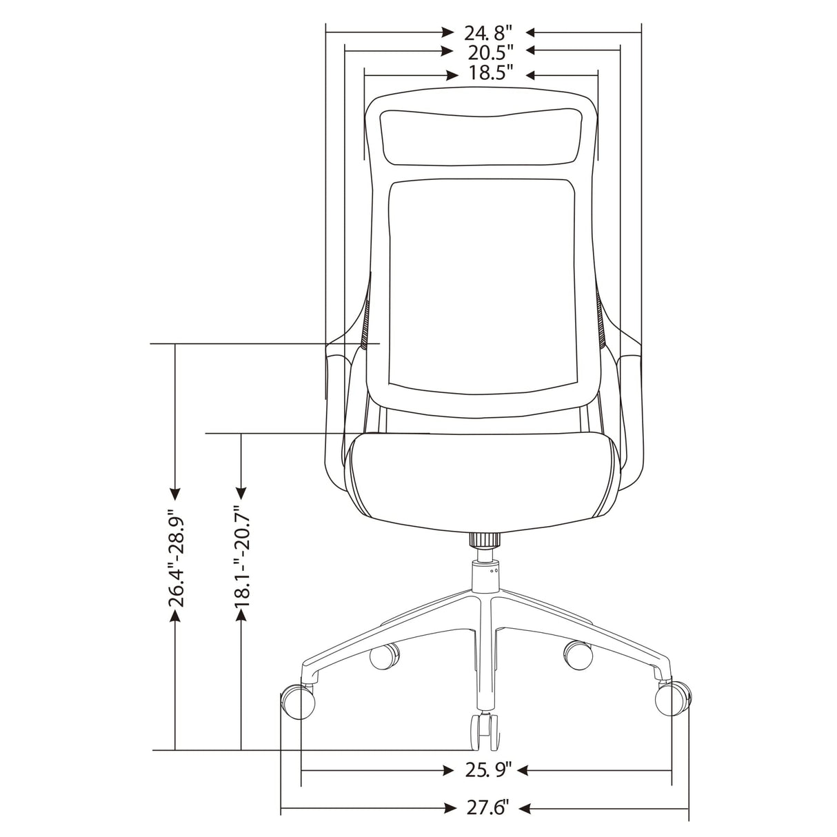 Lenzer Mesh High-Back Task Chair, Gray, BIFMA Compliant