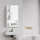 Bathroom Wall Cabinet, Large Capacity Storage Cabinet w/Single Louver Door & Height Adjustable Shelf