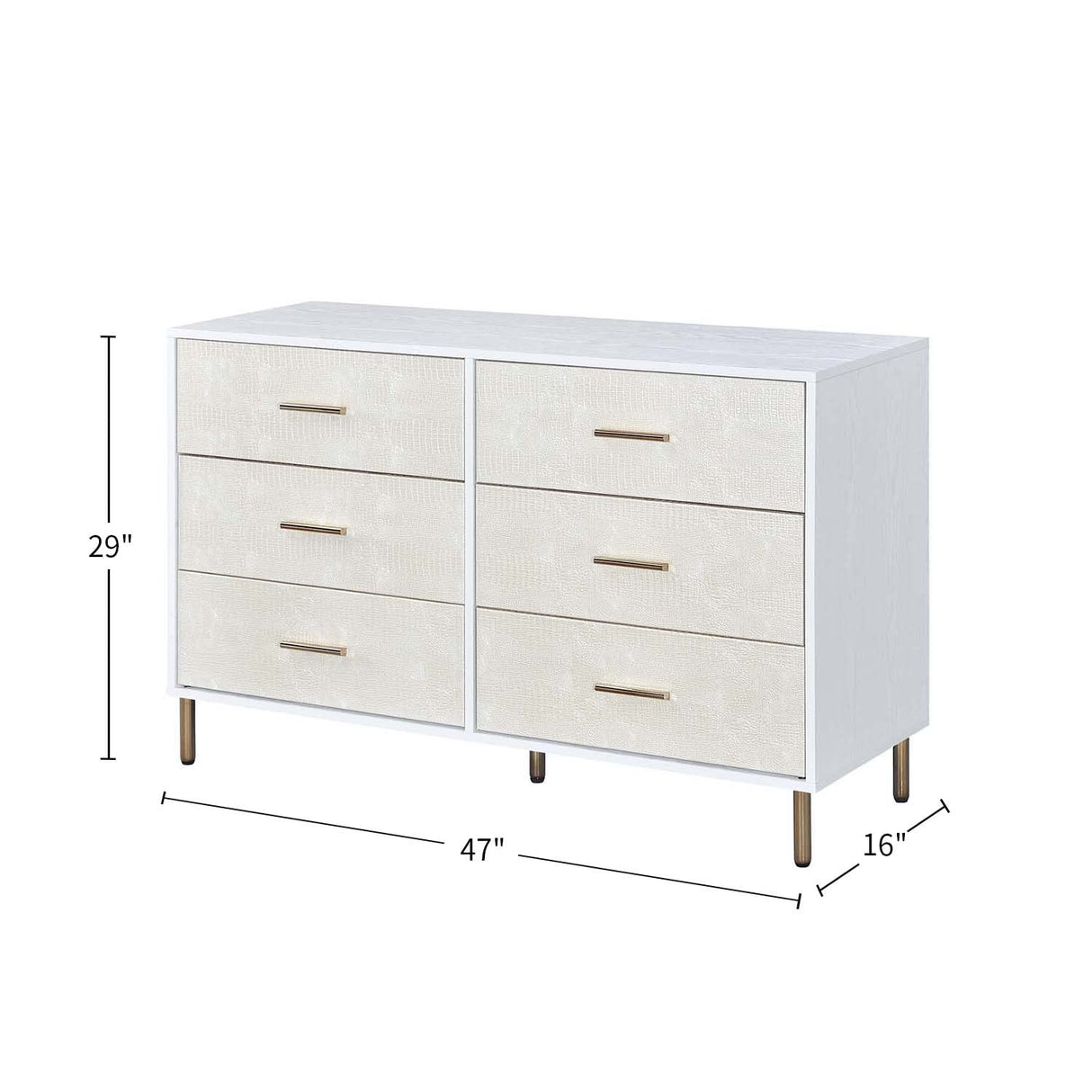 Furniture 6 Drawers Wooden Dresser, White