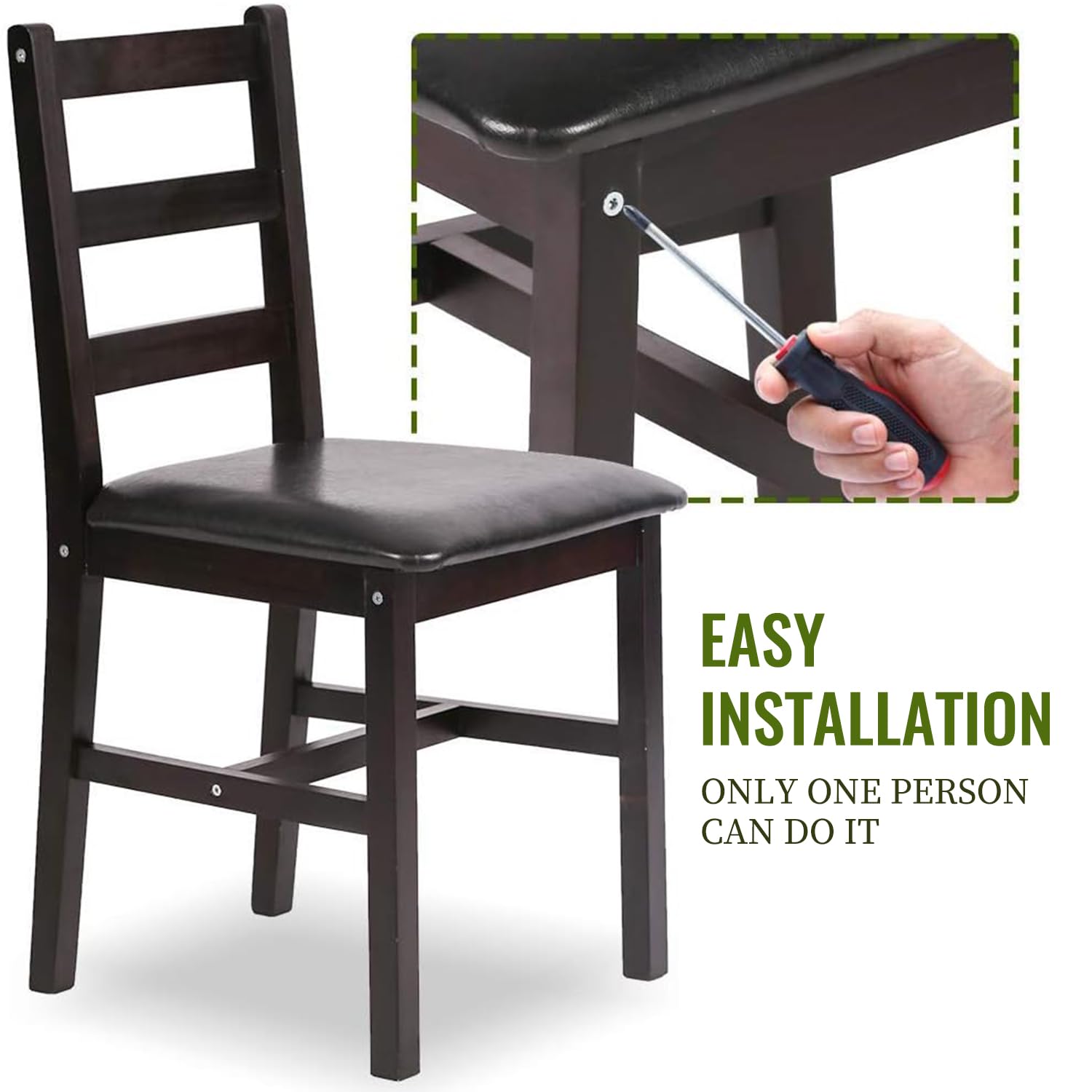 5-Piece Solid Wood Dining Table Set for 4