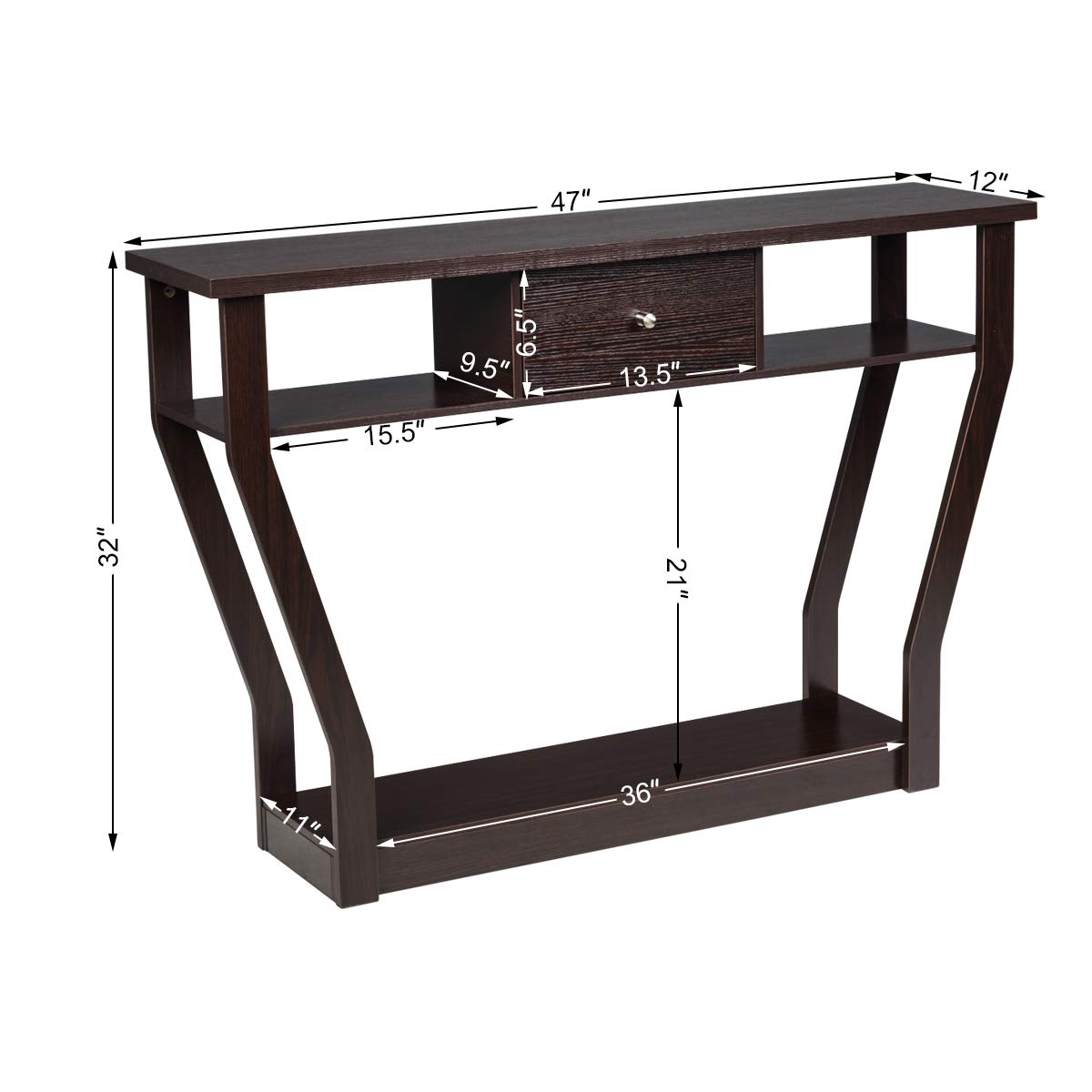 Console Table Modern Easy Assembly Entryway Table W/Storage Drawer and Bottom Shelf