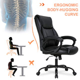 Ergonomic Desk PU Computer Lumbar Support Arms High Back Executive Leather Task