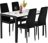 Kitchen Table and Chairs Set, Faux Marble Dining TableSet for 4,Modern DinnerTable