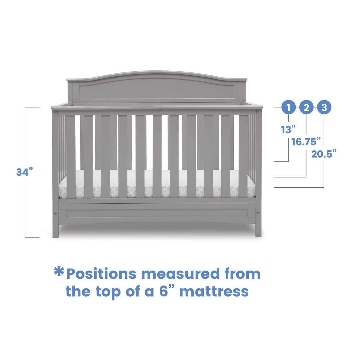 4-in-1 Convertible Baby Crib, Pack of 1