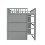 House Loft Bed Full Size Kids Playhouse Bed, Solid Wood Loft Bed Frame with Window