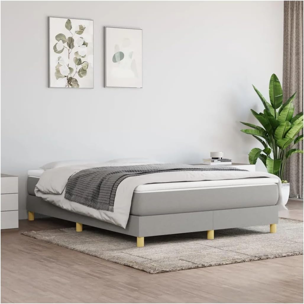 Bed Frame Light Gray 59.8"X79.9" Queen Fabric