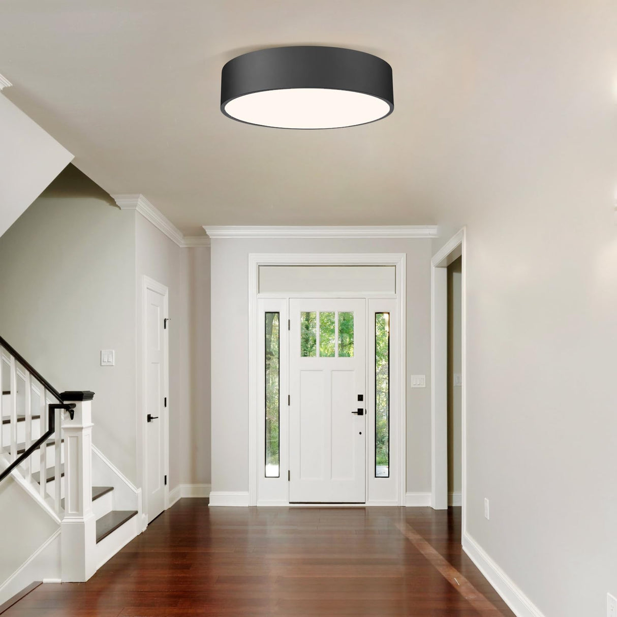 Flush Mount Ceiling Light,11.8 inch 2-Light Close to Ceiling Light Fixture,Matte Black Indoor