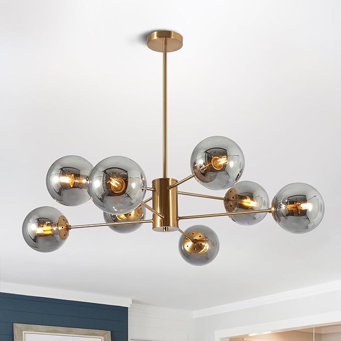 Chandelier Lighting,8-Light Mid Century Modern Chandelier Gold Chandelier for