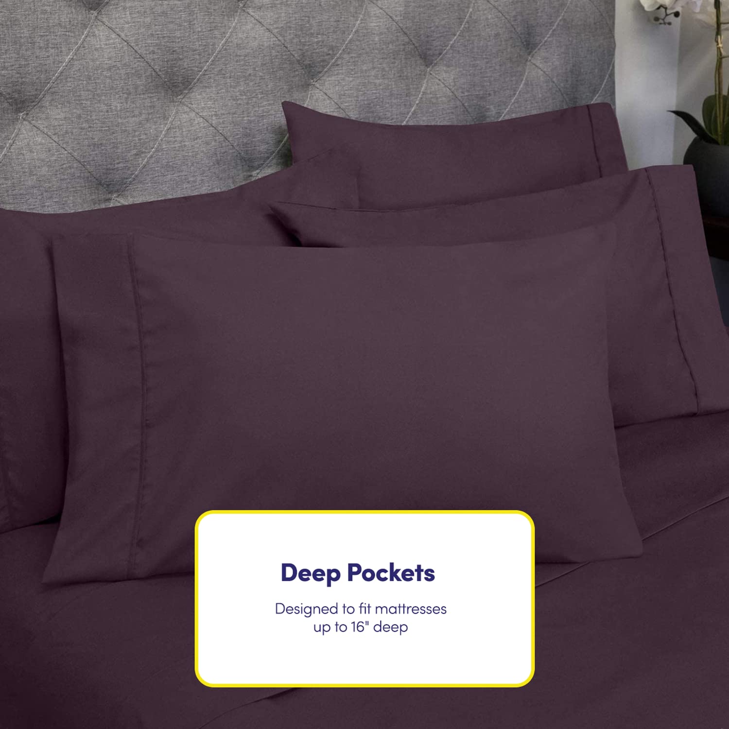 Deep Pocket King Sheet Set - 6 Piece 1500 Supreme Deluxe Collection Up to 21" Extra